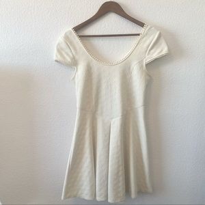 Free People Cream Jacquard Cap Sleeve Skater Dress Size: Medium